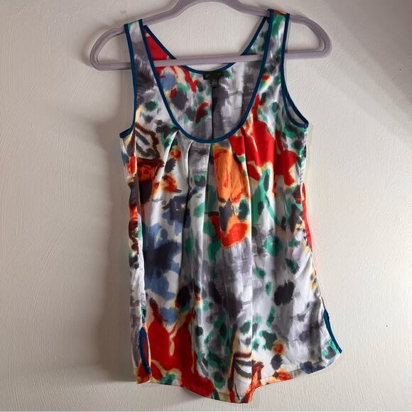 Anthropologie Fei Liquid Bouquet Floral Tank Top Sz Small Red Blue Watercolor - Picture 1 of 8